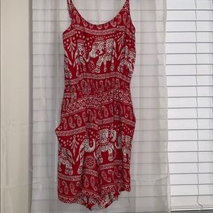 Elephant red tribal romper!